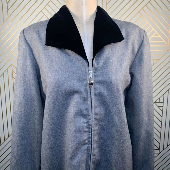 Henri Bendel Vintage Velvet Collar Zip Shift Dress - Picture 2 of 10